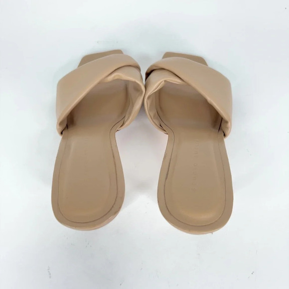 Studio Amelia Heels Twist Front Beige Puffy Neutral Leather Square Toe Size 7 - Picture 9 of 12